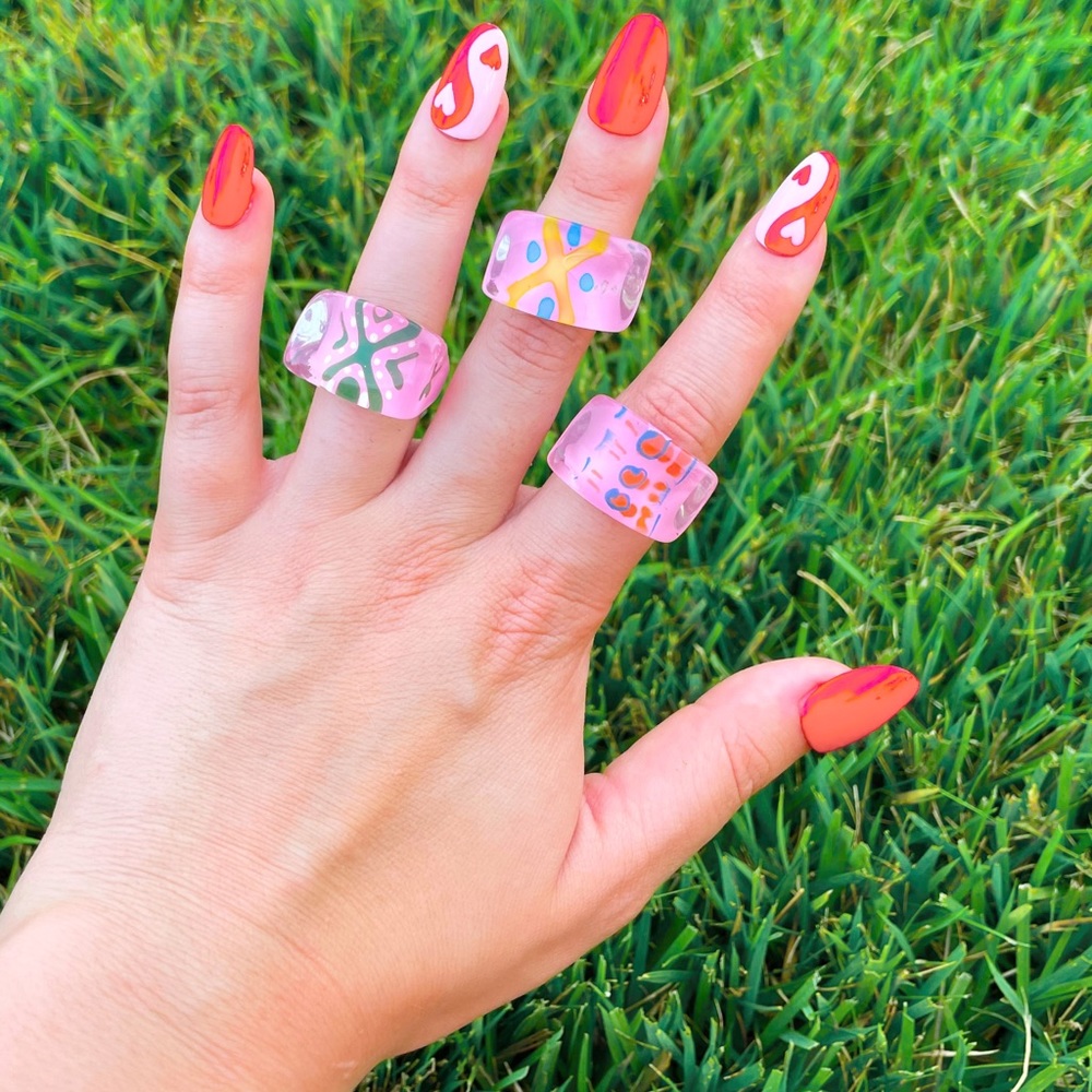 Pink Candy Lucite Ring Collection